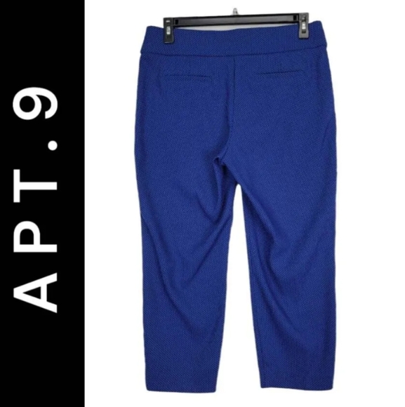 Apt 9 Blue Stretch Flat Front Crop Pants Ankle Length plush - Picture 2 of 8